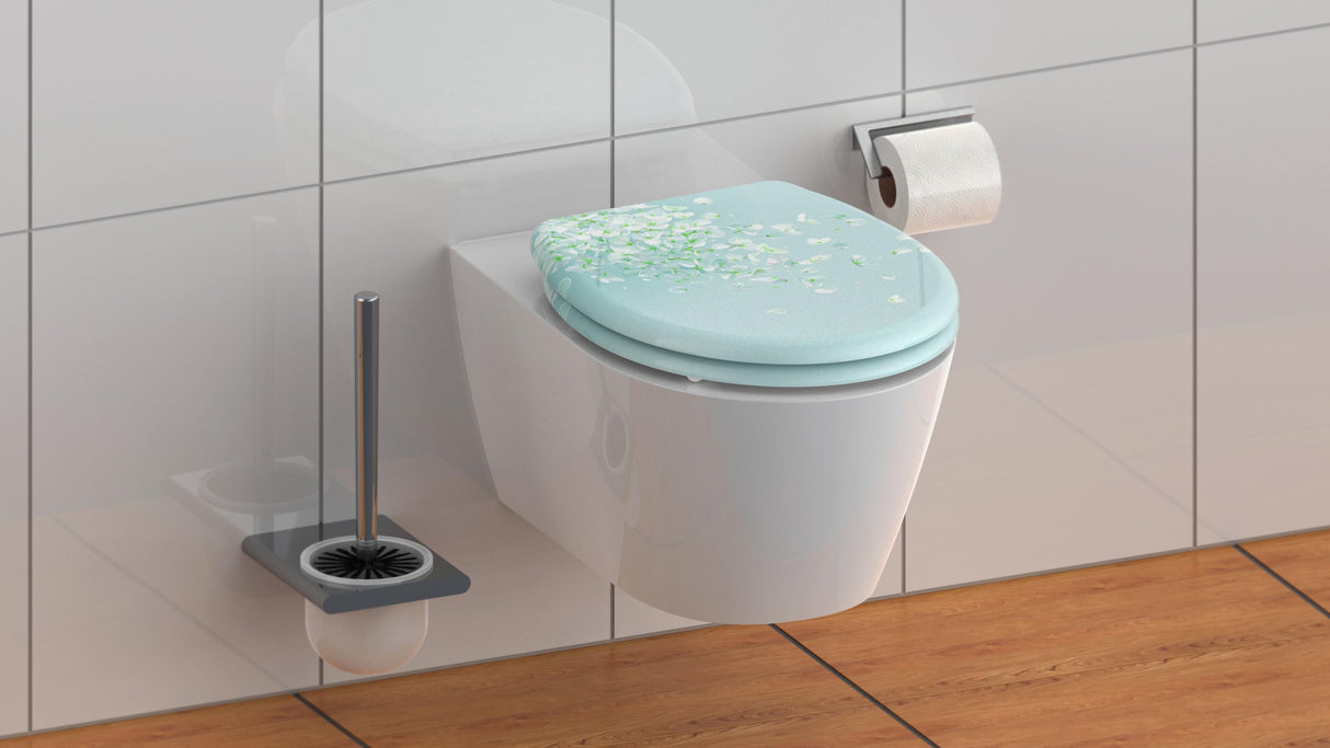 Mönstrad toalettsits universal i Duroplast - BÄST. CC-mått: 60-160mm Längd: 405-460mm Bredd: 375mm.
