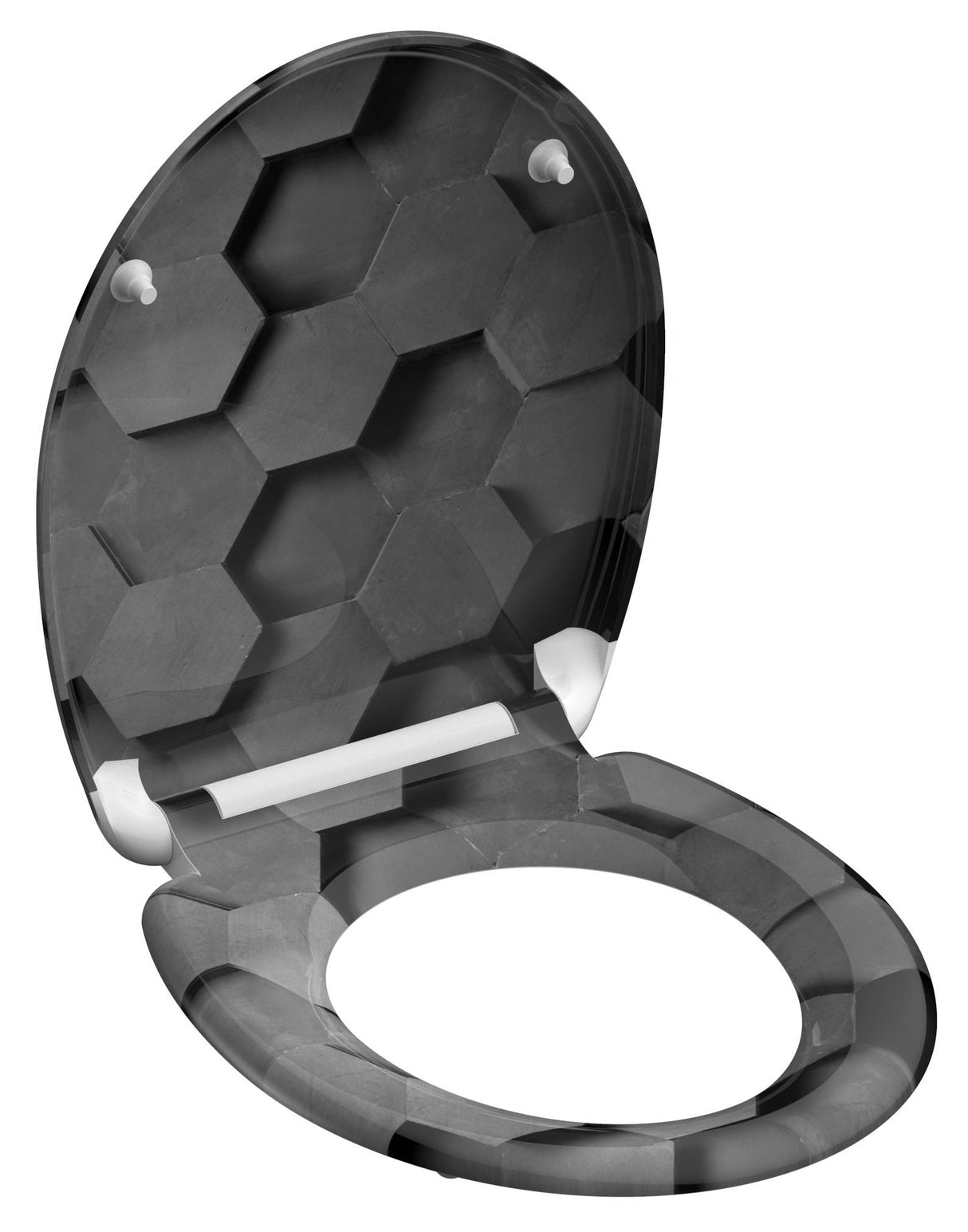 Mönstrad toalettsits universal i Duroplast - BÄST. CC-mått: 60-160mm Längd: 405-460mm Bredd: 375mm.