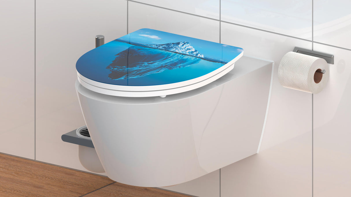 Högblank mönstrad toalettsits universal i Duroplast - BĂST. CC-mĂ„tt: 90-190mm LĂ€ngd: 435-490mm Bredd: 374mm.