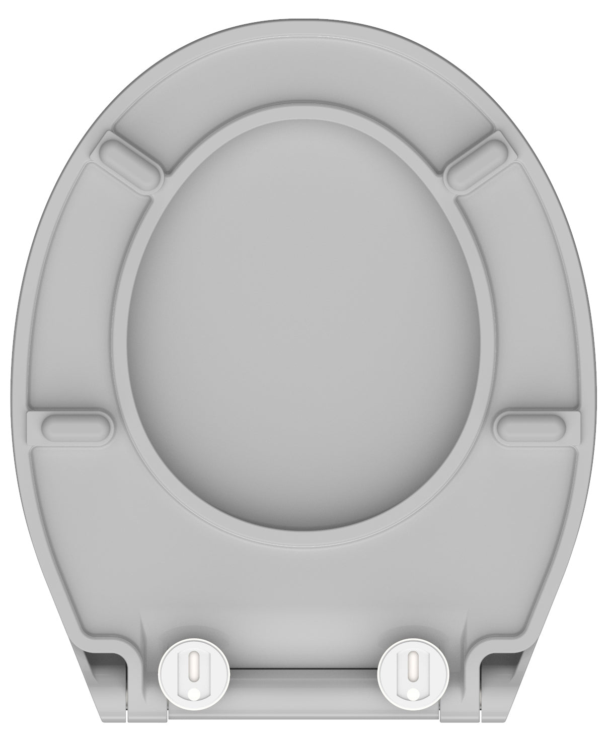 Grå slimmad toalettsits universal i Duroplast - BÄST. CC-mått: 70-190mm Längd: 415-455mm Bredd: 380mm.