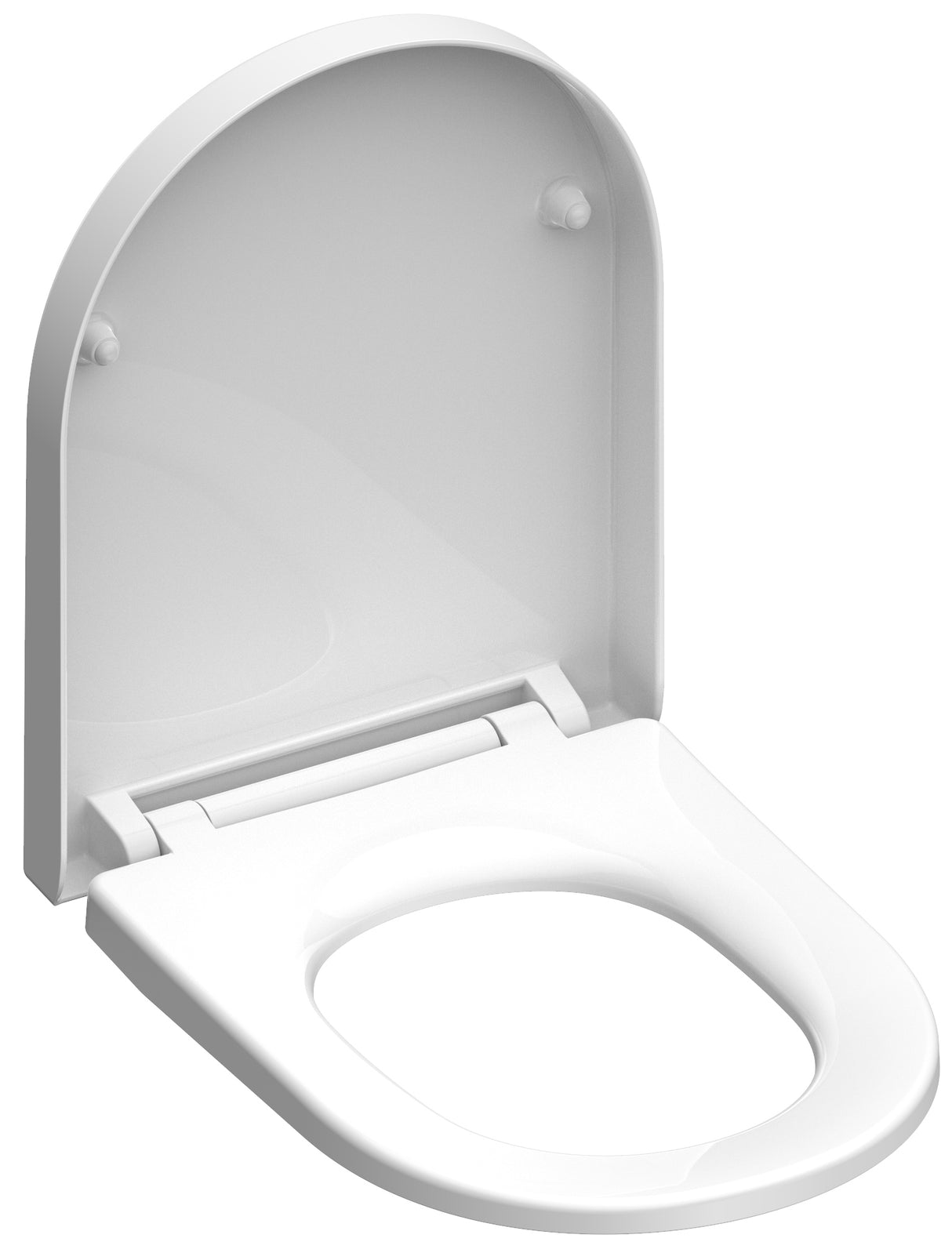 Vit toalettsits D-formad universal i Duroplast - BÄST. CC-mått: 60-160mm Längd: 425-480mm Bredd: 345mm.