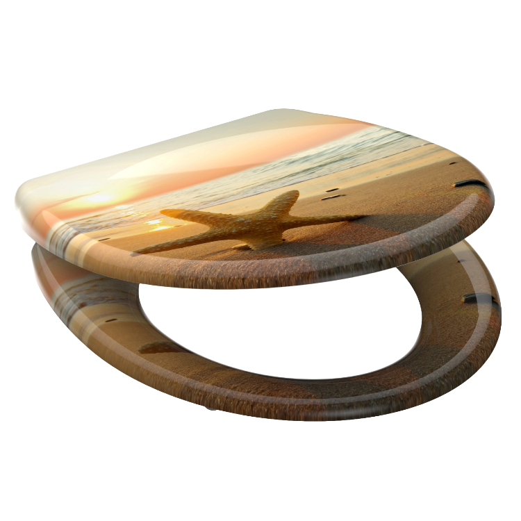 Mönstrad toalettsits universal i Duroplast - BĂST. CC-mĂ„tt: 90-190mm LĂ€ngd: 405-460mm Bredd: 375mm.