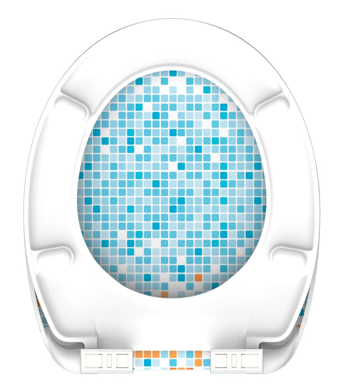 Mönstrad toalettsits universal i Duroplast - BĂTTRE. CC-mĂ„tt: 125-210mm LĂ€ngd: 445mm Bredd: 372mm.