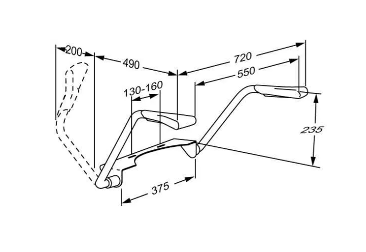 Toalettsits med armstöd universal (375mm)