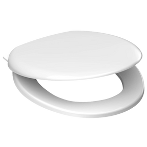 Vit toalettsits universal i Duroplast - BÄST. CC-mått: 105-170mm Längd: 435-470mm Bredd: 377mm.