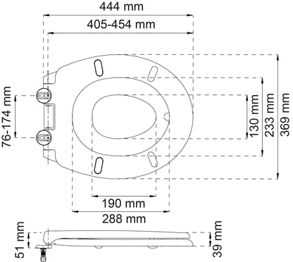 Vit toalettsits universal anpassade för barn - BÄST. CC-mått: 76-174mm Längd: 444mm Bredd: 369mm