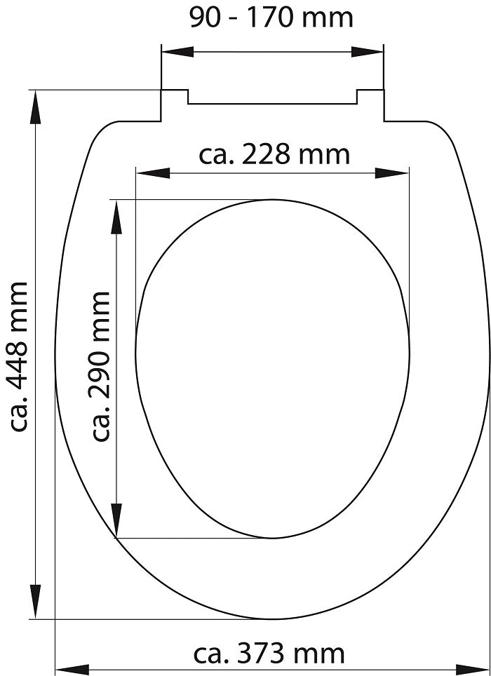 Mönstrad toalettsits universal i Duroplast - BÄTTRE. CC-mått: 90-170mm Längd: 425-435mm Bredd: 373mm.