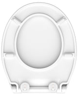 Vit slimmad toalettsits universal i Duroplast - BÄST. CC-mått: 70-190mm Längd: 415-455mm Bredd: 380mm.