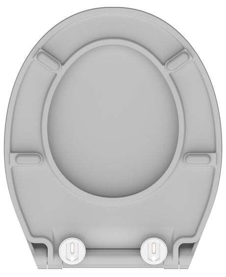 Grå slimmad toalettsits universal i Duroplast - BÄST. CC-mått: 70-190mm Längd: 415-455mm Bredd: 380mm.