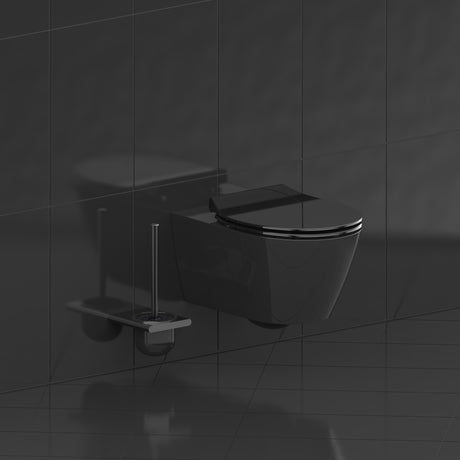 Svart slimmad toalettsits universal i Duroplast - BÄST. CC-mått: 70-190mm Längd: 415-455mm Bredd: 380mm.