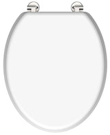 Vit toalettsits universal med träkärna - BRA. CC-mått: 130-180mm Längd: 430-455mm Bredd: 380mm.
