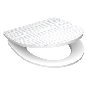 Högblank mönstrad toalettsits universal i Duroplast - BÄST. CC-mått: 90-190mm Längd: 435-490mm Bredd: 374mm.