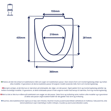 Vit slimmad toalettsits - BÄST