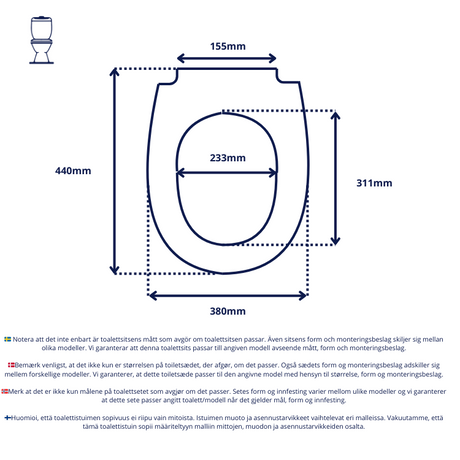 Vit toalettsits för Gustavsberg (Proppbeslag) - BRA