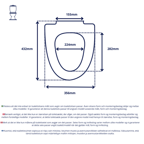 Svart toalettsits för IDO (Proppbeslag) - BÄST